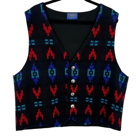 Pendleton Other - Pendleton southwest woolen mills vest men’s size XL/XXL black colorful  red blue